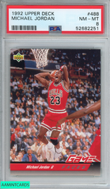1992 UPPER DECK MICHAEL JORDAN #488 CHICAGO BULLS HOF PSA 8 NM-MT 52682251