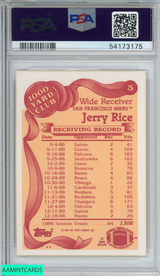 1989 TOPPS 1000 YARD CLUB JERRY RICE #5 SAN FRANCISCO 49ERS HOF PSA 9 MINT 54173175