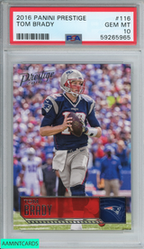 2016 PANINI PRESTIGE TOM BRADY #116 NEW ENGLAND PATRIOTS PSA 10 GEM MT 59265965