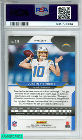 2020 PANINI PRIZM JUSTIN HERBERT #325 DISCO PRIZM RC PSA AUTH AUTO GEM MT 10 63959334