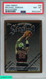 1996 FINEST MICHAEL JORDAN #50 W COATING CHICAGO BULLS HOF PSA 8 NM-MT 60522901