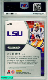 2020 PANINI PRIZM DRAFT PICKS JOE BURROW #105 SILVER PRIZM ROOKIE PSA 10 GEM MT 50196290