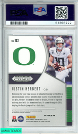 2020 PANINI PRIZM DP JUSTIN HERBERT #102 RED PRIZM CHARGERS ROOKIE PSA 10 GEM MT 51393722