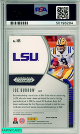 2020 PANINI PRIZM DRAFT PICKS JOE BURROW #105 SILVER PRIZM ROOKIE PSA 10 GEM MT 50196284