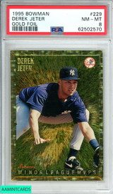 1995 BOWMAN DEREK JETER #229 GOLD FOIL YANKEE ROOKIE RC RARE PSA 8 NM-MT 62502570