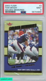 2002 FLEER GOLDEN MEMORIES TOM BRADY #3 NEW ENGLAND PATRIOTS PSA 9 MINT 58704890
