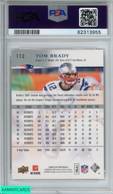 2008 UPPER DECK TOM BRADY #112 NEW ENGLAND PATRIOTS PSA 10 GEM MT 62313955