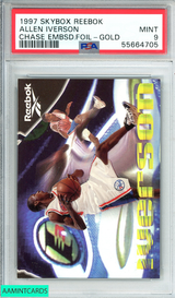 1997 SKYBOX REEBOK ALLEN IVERSON  CHASE EMBSD FOIL-GOLD 76ERS  PSA 9 MINT POP 2 55664705