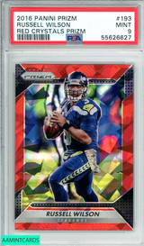 2016 PANINI PRIZM RUSSELL WILSON #193 RED CRYSTALS PRIZM 21 OF 75 PSA 9 MINT 55626627