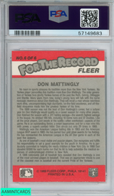 1989 FLEER FOR THE RECORD DON MATTINGLY #6 NEW YORK YANKEES PSA 9 MINT 57149683