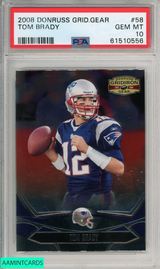 2008 DONRUSS GRIDIRON GEAR TOM BRADY #58 PATRIOTS PSA 10 GEM MT 61510556