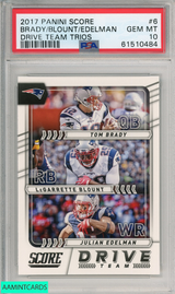 2017 PANINI SCORE DRIVE TEAM TRIOS BRADY BLOUNT EDELMAN #6 PSA 10 GEM MT 61510484