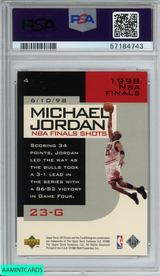 1998 UD CHOICE PREVIEW NBA FINALS SHOT MICHAEL JORDAN #4 BULLS HOF PSA 9 MINT 57184743