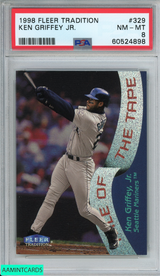 1998 FLEER TRADITION KEN GRIFFEY JR  #329 SEATTLE MARINERS HOF PSA 8 NM-MT 60524898