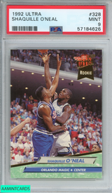 1992 ULTRA SHAQUILLE ONEAL #328 ROOKIE RC ORLANDO MAGIC HOF PSA 9 MINT 57184626