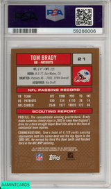 2006 TOPPS DRAFT PICKS PROSPECTS TOM BRADY #21 NEW ENGLAND PATRIOTS PSA 9 MINT 59266006