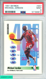 1991 SKYBOX MICHAEL JORDAN #307 CHICAGO BULLS HOF!!  PSA 9 MINT 57184812