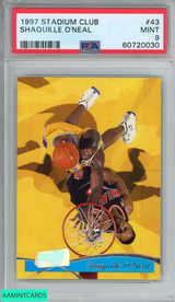 1997 STADIUM CLUB SHAQUILLE ONEAL #43 LOS ANGELES LAKERS HOF PSA 9 MINT 60720030
