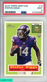 2015 TOPPS HERITAGE STEFON DIGGS #13 ROOKIE RC MINNESOTA VIKINGS PSA 9 MINT 61534290