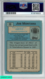 1988 TOPPS JOE MONTANA #38 SAN FRANCISCO 49ERS HOF PSA 9 MINT 61876922