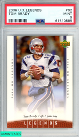 2006 UPPER DECK LEGENDS TOM BRADY #92 NEW ENGLAND PATRIOTS PSA 9 MINT 61510585