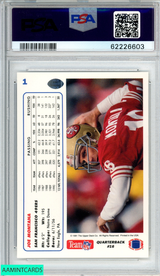1991 UPPER DECK PROMOS JOE MONTANA #1 SAN FRANCISCO 49ERS HOF PSA 9 MINT 62226603