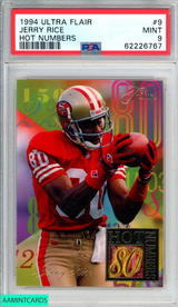 1994 ULTRA FLAIR HOT NUMBERS JERRY RICE #9 SAN FRANCISCO 49ERS HOF PSA 9 MINT 62226767