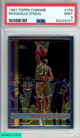 1997 TOPPS CHROME SHAQUILLE ONEAL #109 LOS ANGELES LAKERS HOF PSA 9 MINT 62226701
