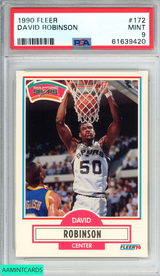 1990 FLEER DAVID ROBINSON #172 SAN ANTONIO SPURS HOF PSA 9 MINT 61639420