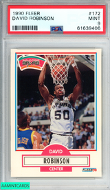 1990 FLEER DAVID ROBINSON #172 SAN ANTONIO SPURS HOF PSA 9 MINT 61639406