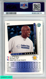 1993 UPPER DECK CHRIS WEBBER #311 ROOKIE RC GOLDEN STATE WARRIORS PSA 9 MINT 60853874