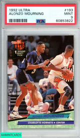 1992 ULTRA ALONZO MOURNING #193 ROOKIE RC CHARLOTTE HORNETS HOF PSA 9 MINT 60853822