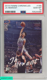 2019 PANINI CHRONICLES JA MORANT #165 ROOKIE GRIZZLIES RC PSA 10 GEM MT 70529388