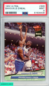 1992 ULTRA SHAQUILLE ONEAL #328 ROOKIE RC ORLANDO MAGIC HOF PSA 9 MINT 61639438
