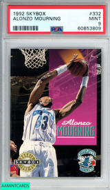 1992 SKYBOX ALONZO MOURNING #332 ROOKIE RC CHARLOTTE HORNETS HOF PSA 9 MINT 60853809