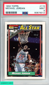 1992 TOPPS MICHAEL JORDAN #115 CHICAGO BULLS HOF PSA 9 MINT 60879012