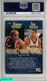 1997 PRESS PASS DANNY FORTSON TIM DUNCAN #2 ONE ON ONE SPURS ROOKIE RC HOF PSA 9 60761983