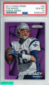 2014 PANINI PRIZM TOM BRADY #36 PURPLE PRIZM NEW ENGLAND PATRIOTS PSA 10 GEM MT 63652444