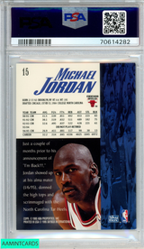 1995 SKYBOX PREMIUM MICHAEL JORDAN #15 CAREER BLOCK TOTAL WRONG PSA 8 NM-MT 70614282