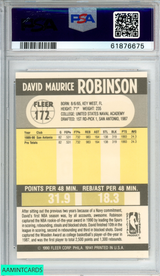 1990 FLEER DAVID ROBINSON #172 SAN ANTONIO SPURS HOF PSA 9 MINT 61876675