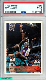 1996 TOPPS RAY ALLEN #217 ROOKIE RC MILWAUKEE BUCKS HOF PSA 9 MINT 61607963