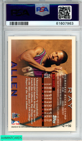 1996 TOPPS RAY ALLEN #217 ROOKIE RC MILWAUKEE BUCKS HOF PSA 9 MINT 61607963