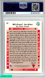 1992 UPPER DECK MICHAEL JORDAN #67 MVP CHICAGO BULLS HOF PSA 9 MINT 61876707