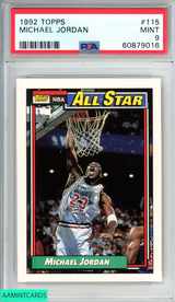 1992 TOPPS MICHAEL JORDAN #115 CHICAGO BULLS HOF PSA 9 MINT 60879016