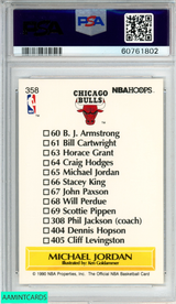 1990 HOOPS MICHAEL JORDAN #358 TEAM CHECKLIST CHICAGO BULLS HOF PSA 9 MINT 60761802