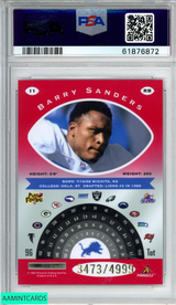 1997 PINNACLE TOTALLY CERTIFIED BARRY SANDERS #11 RED 3473 OF 4999 PSA 9 MINT 61876872