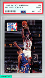 1993 SKYBOX PREMIUM MICHAEL JORDAN #14 CHICAGO BULLS HOF PSA 9 MINT 59277163