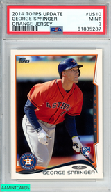 2014 TOPPS UPDATE GEORGE SPRINGER #US10 ORANGE JERSEY ROOKIE RC PSA 9 MINT 61835287