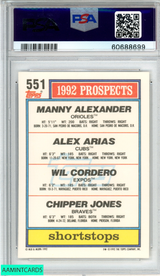 1992 TOPPS TOP PROSPECTS #551 SHORTSTOPS CHIPPER JONES ROOKIE RC PSA 9 MINT 60688699