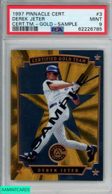 1997 PINNACLE CERTIFIED TEAM DEREK JETER #3 GOLD SAMPLE YANKEES HOF PSA 9 MINT 62226785